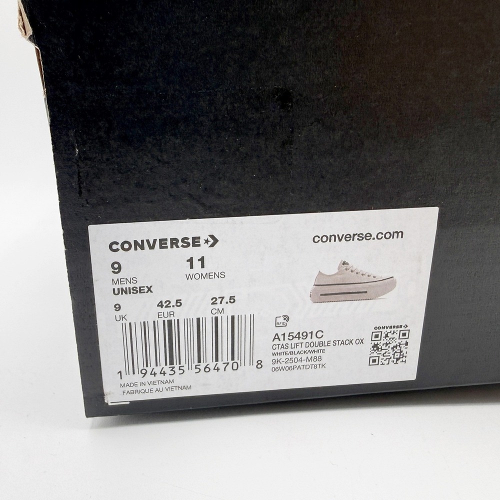 Converse Chuck Taylor All Star Double Stack Low Size 11 Womens White/Black NEW - Picture 10 of 10